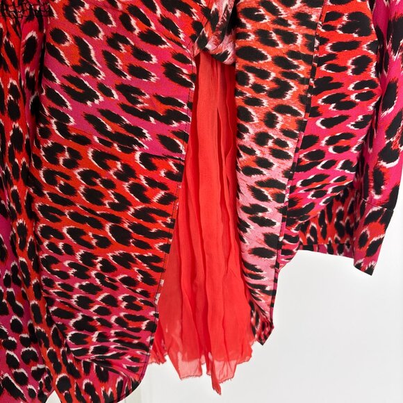 Zadig & Voltaire Ryde Pink & Orange Leopard Silk Dress Medium Size - Picture 9 of 10